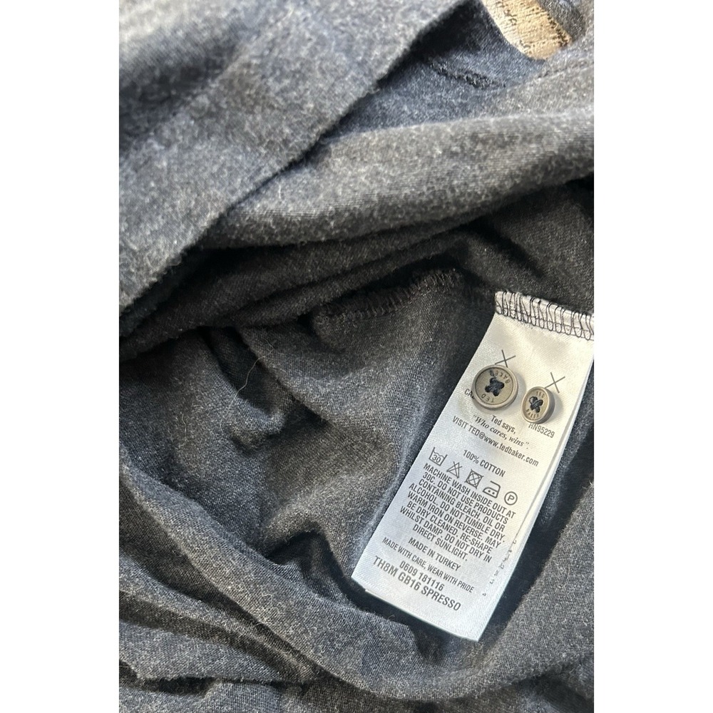 Ted Baker London Men's Long Sleeve Gray Polo Shirt Sz 5 Medium M - Picture 6 of 7